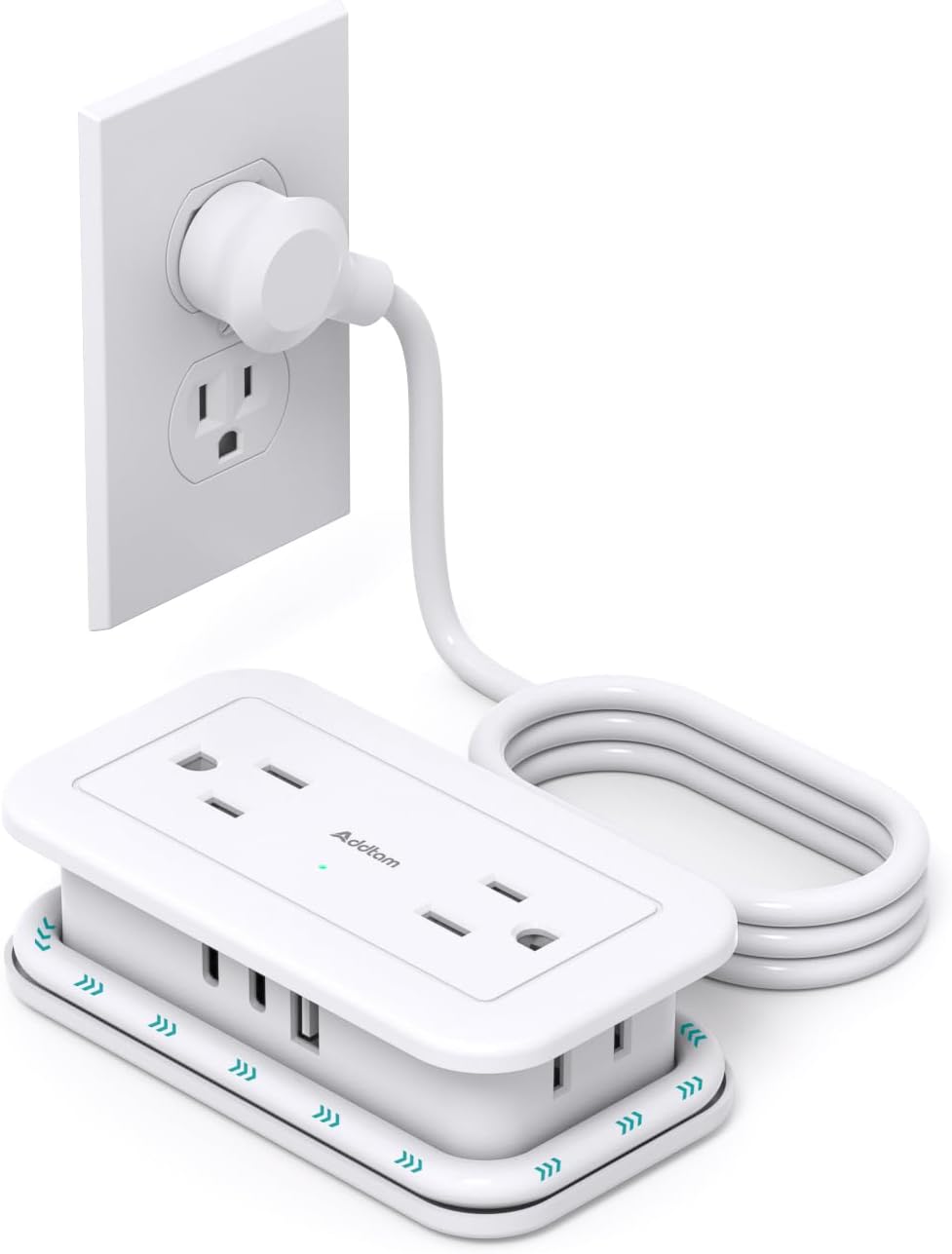 Compact Addtam Travel Power Strip with USB Ports