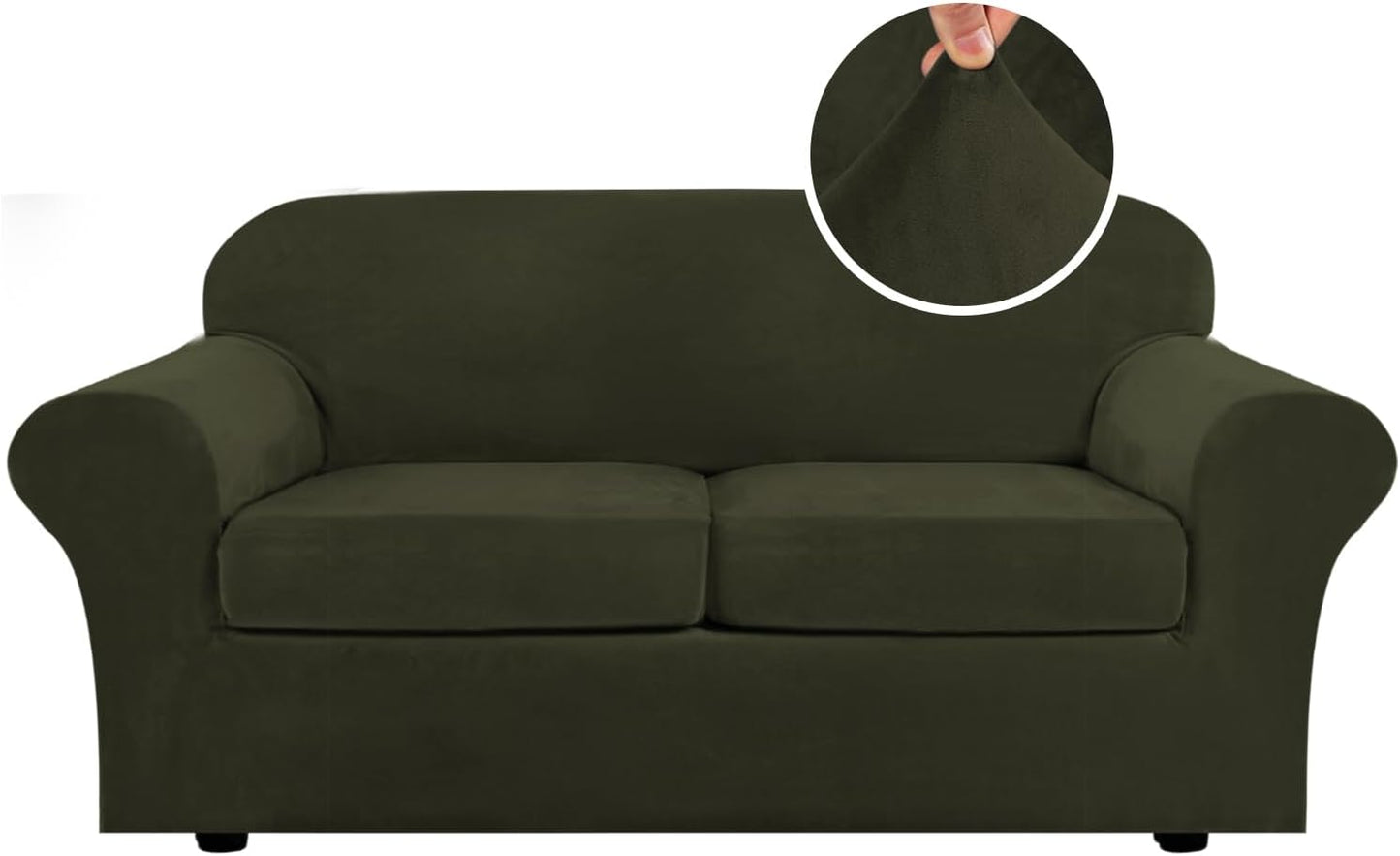 H.VERSAILTEX Real Velvet Plush 3 Piece Sofa Covers for Comfort