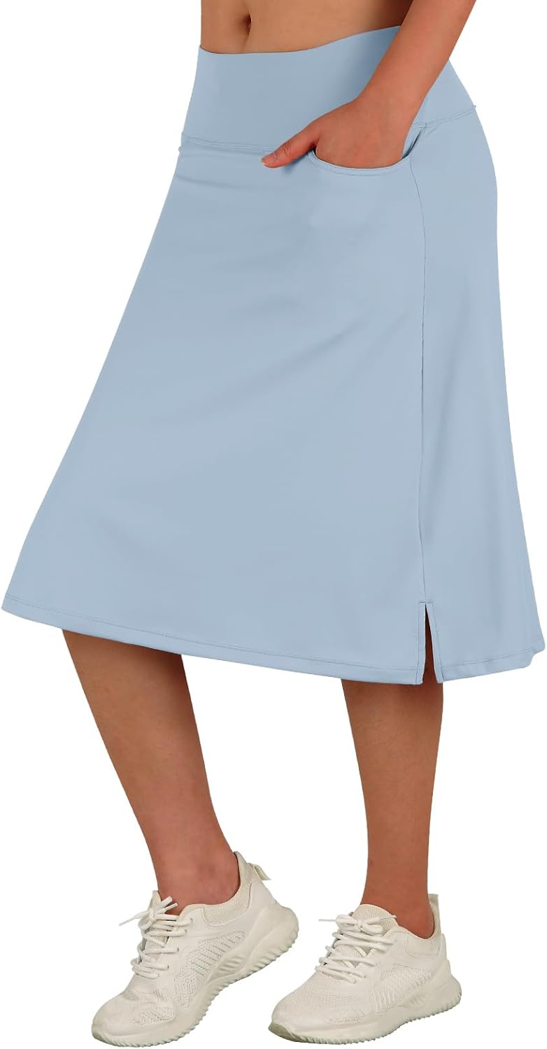 Women's Midi Length Skorts with 3 Pockets for Activewear