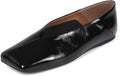 Patent Leather Womens Square Toe Ballet Flats - Foldable Comfort
