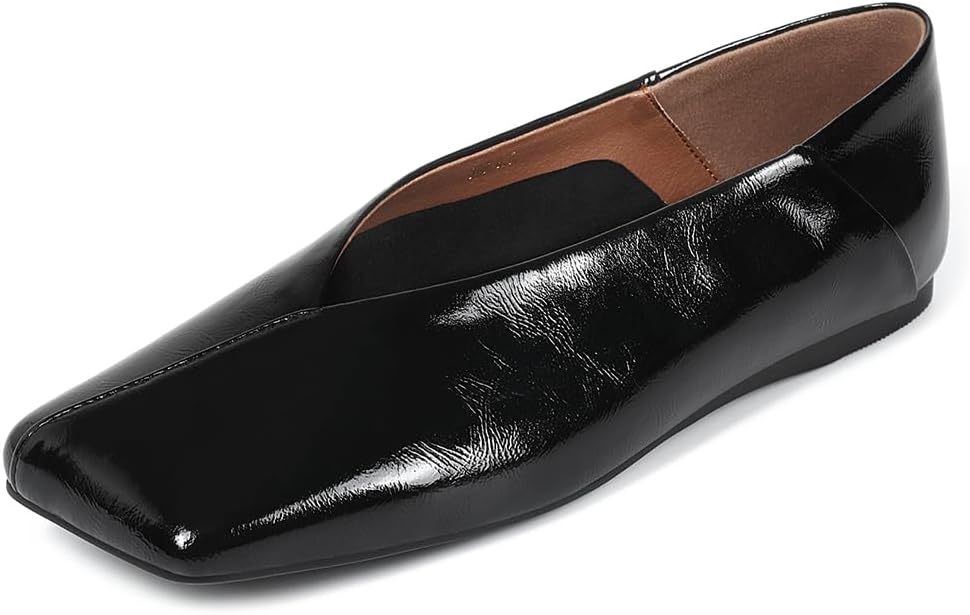 Womens Ballet Flats Square Toe Comfortable Dress Shoes for Women