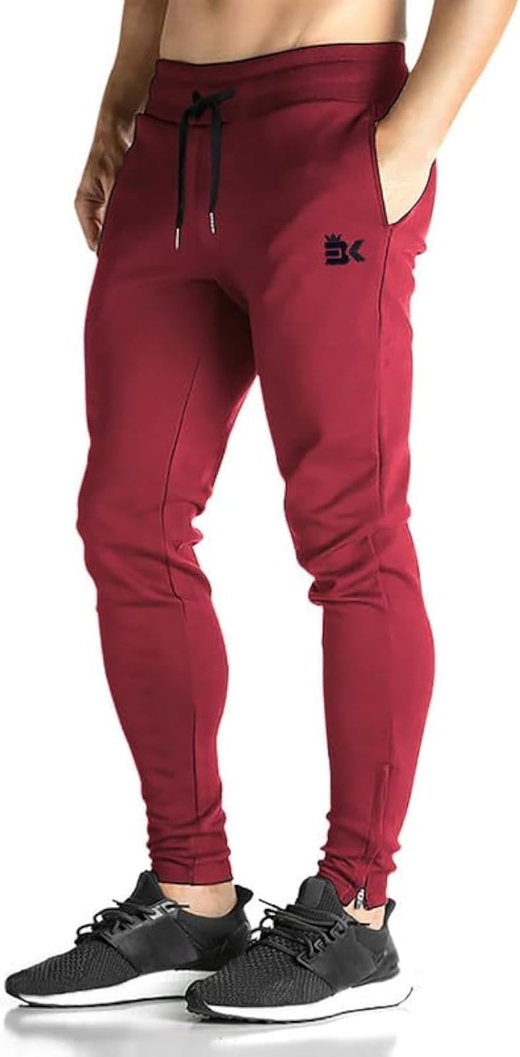 BROKIG Mens Zip Joggers Pants for Casual Gym and Workout Use