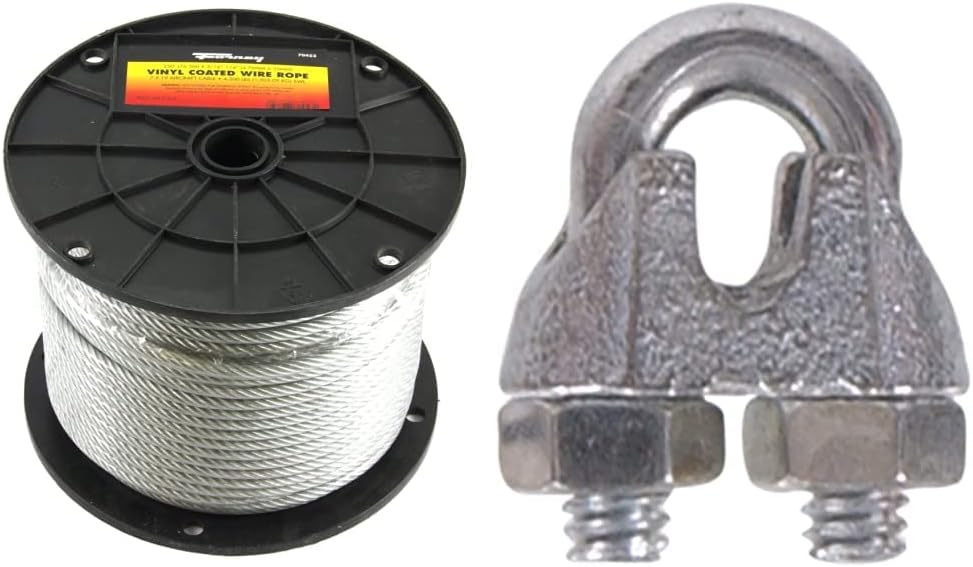 Forney Wire Rope Clips and 250ft Vinyl Coated Wire Rope