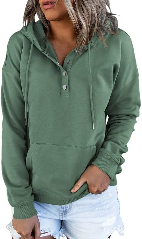 Stylish Dokotoo Womens Hoodies with Button Collar and Drawstring