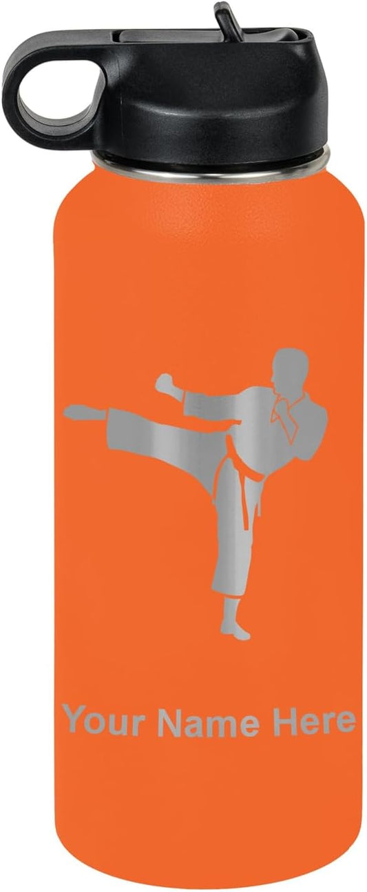 Personalized Water Bottle with Karate Man Design for Enthusiasts