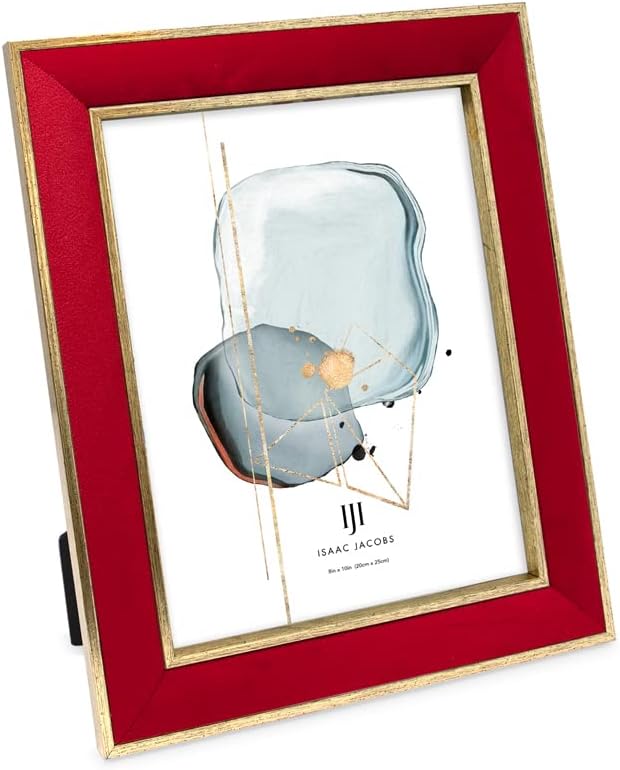 Isaac Jacobs Velvet Picture Frame with Metallic Gold Border