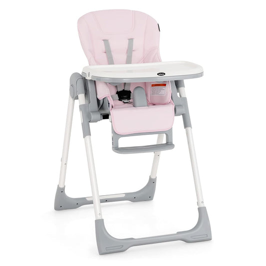 INFANS Foldable High Chair: Adjustable & Portable (Pink)