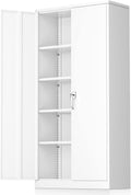 Greenvelly Metal Garage Storage Cabinet with 2 Doors - Tall Lockable