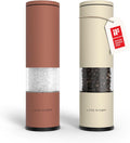 Salt and Pepper Grinder Set Red and Beige - Manual Ceramic Mills