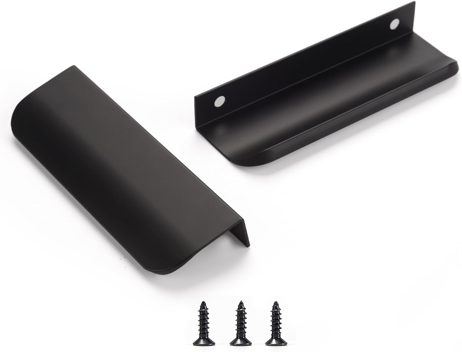 Edge Black Finger Pulls for Cabinets - Modern Concealed Drawer Handles