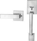 Azdele Front Door Handle Silver Set Satin Nickel - Durable Entry Lever