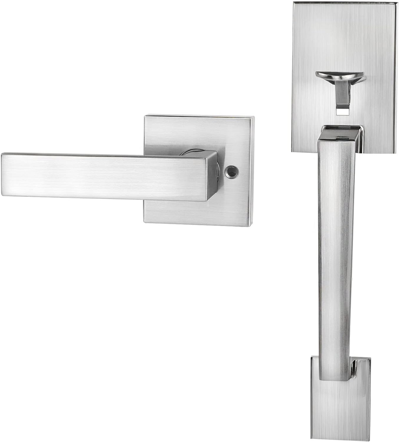 Azdele Front Door Handle Silver Set for Right and Left Doors