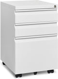 Mobile File Cabinet for Home Office 3-Drawer Lockable - Smooth