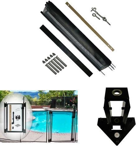 Pool Fence DIY 48-Foot Black Barrier Fence with Self-Closing Gate