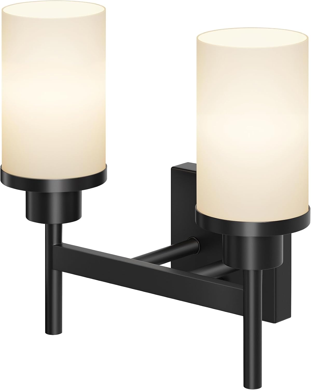 Matte Black Bathroom Vanity Lights with Frosted Glass Shade