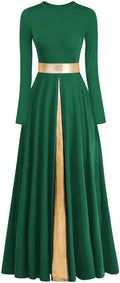 Women's Praise Dance Dress Metallic Waistband Long Swing Liturgical We
