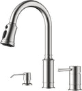 Kitchen Faucet with Pull Down Sprayer and Soap Dispenser - Brushed