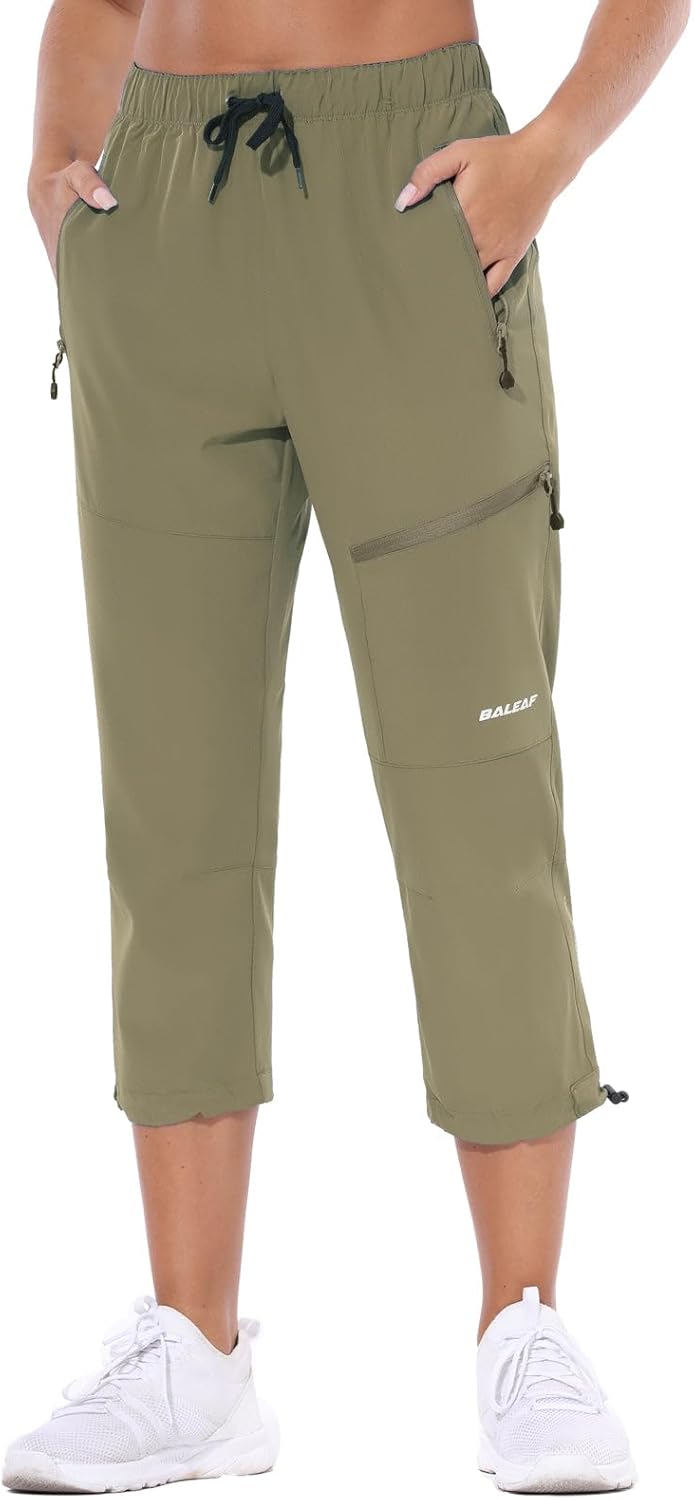 Baleaf Women's Hiking Cargo Capris Lightweight Water Resistant Pants