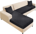 Sectional Couch Cover 4 Pieces Velvet L-Shape Slipcover Black - Soft