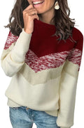 Dokotoo Womens Color Block Sweaters Long Sleeve Crewneck Pullover is