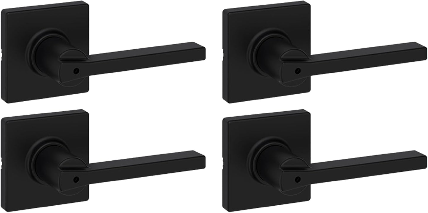 Kwikset Casey Interior Privacy Door Handle 4 Pack in Matte Black