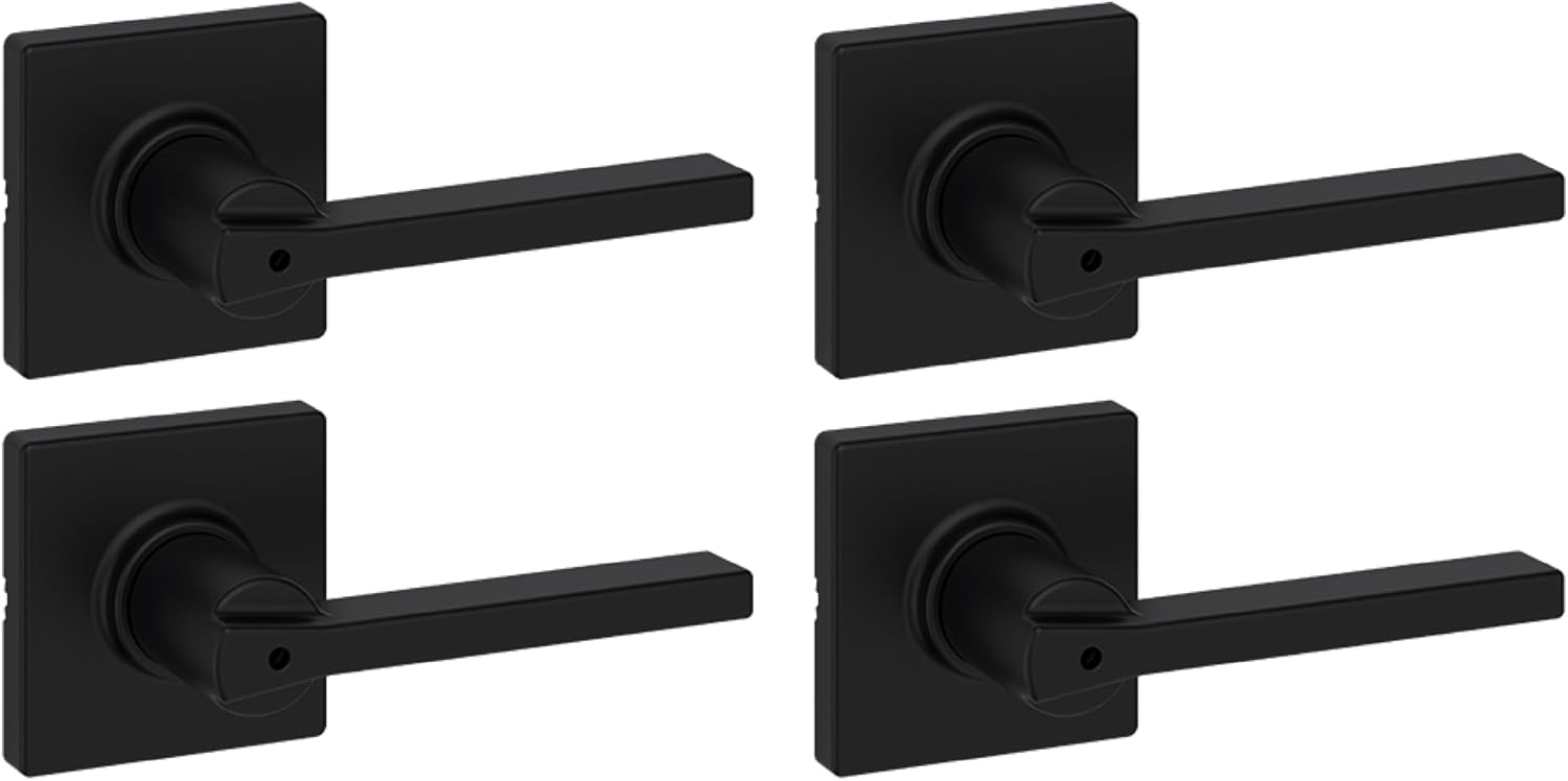 Kwikset Casey Interior Privacy Door Handle 4 Pack in Matte Black