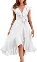 PRETTYGARDEN Women's Cross Midi Dress - Flowy Boho V Neck