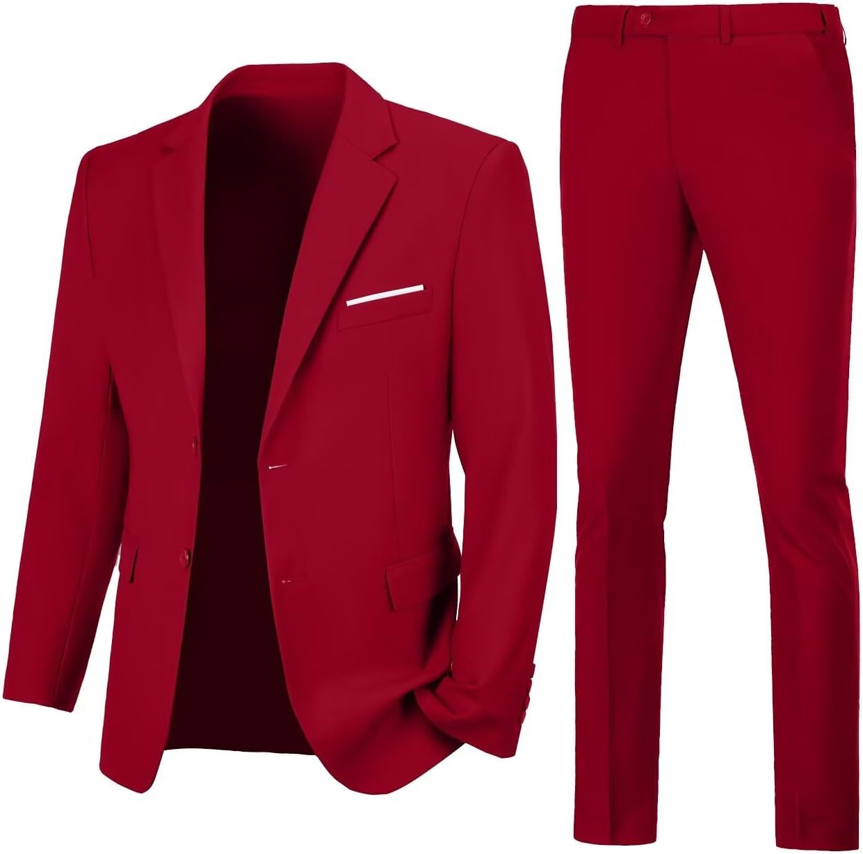 Mens Slim Fit 2 Piece Suit Jacket Pants Set for Prom Events
