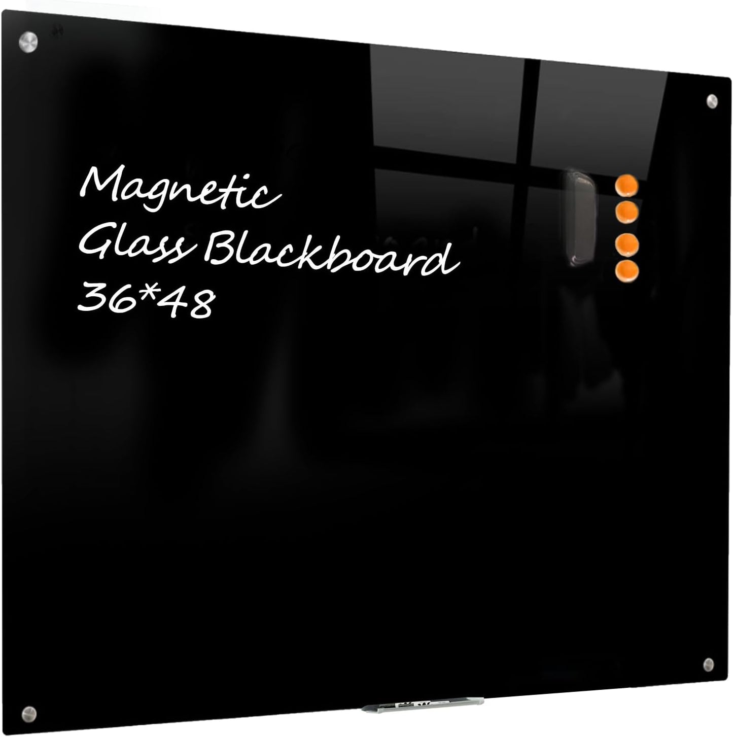 Magnetic Dry Erase Board - 48 x 36 Inches Glass Black Board