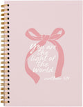 Coquette Pink Bow Spiral Notebook Bible Study Notebook - Portable