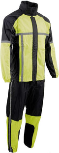 Men's Black Hi Vis Motorcycle Rain Suit - Mossy Oak Camo
