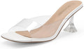 DREAM PAIRS Women's Clear Heeled Sandals Square Toe Transparent Step