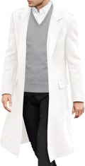 Men's Casual Trench Coat Slim Fit Notched Collar Overcoat - Warm Wool
