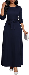 Elegant Long Dress for Women with Casual Long Sleeves and Belt