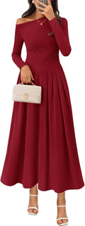 MEROKEETY One Shoulder Midi Maxi Dress - Elegant Pleated (Style NKYC)