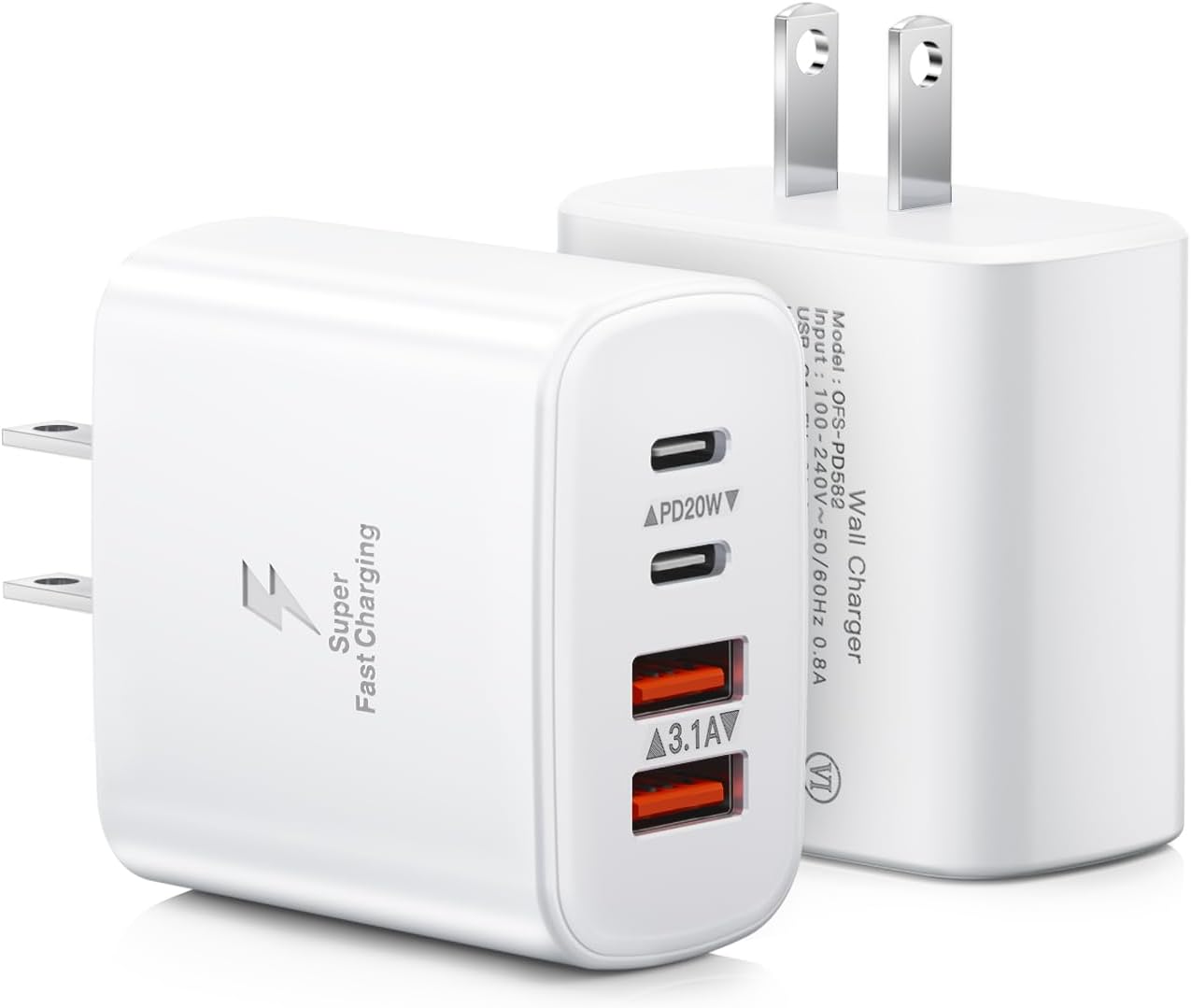 Fast Charge Dual Port USB C Wall Charger