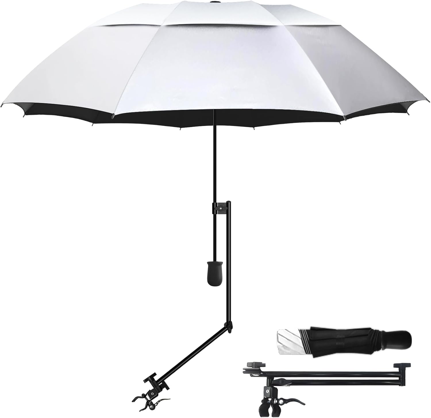 UPF 50+ Golf Umbrella with Adjustable Clamp for All Activities
