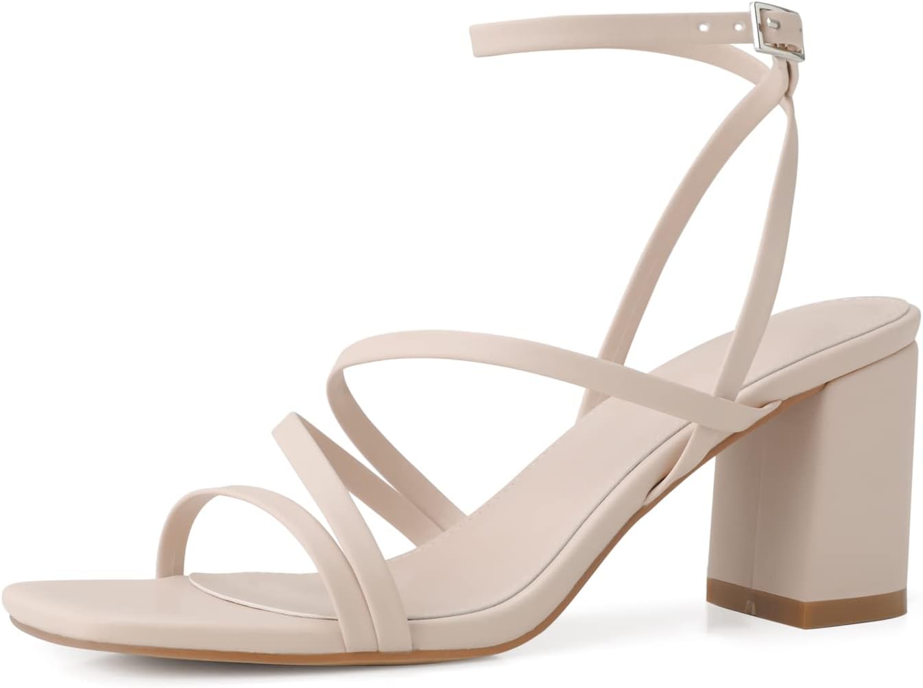 LACUONE Strappy Heels for Women - Comfortable Block Heels