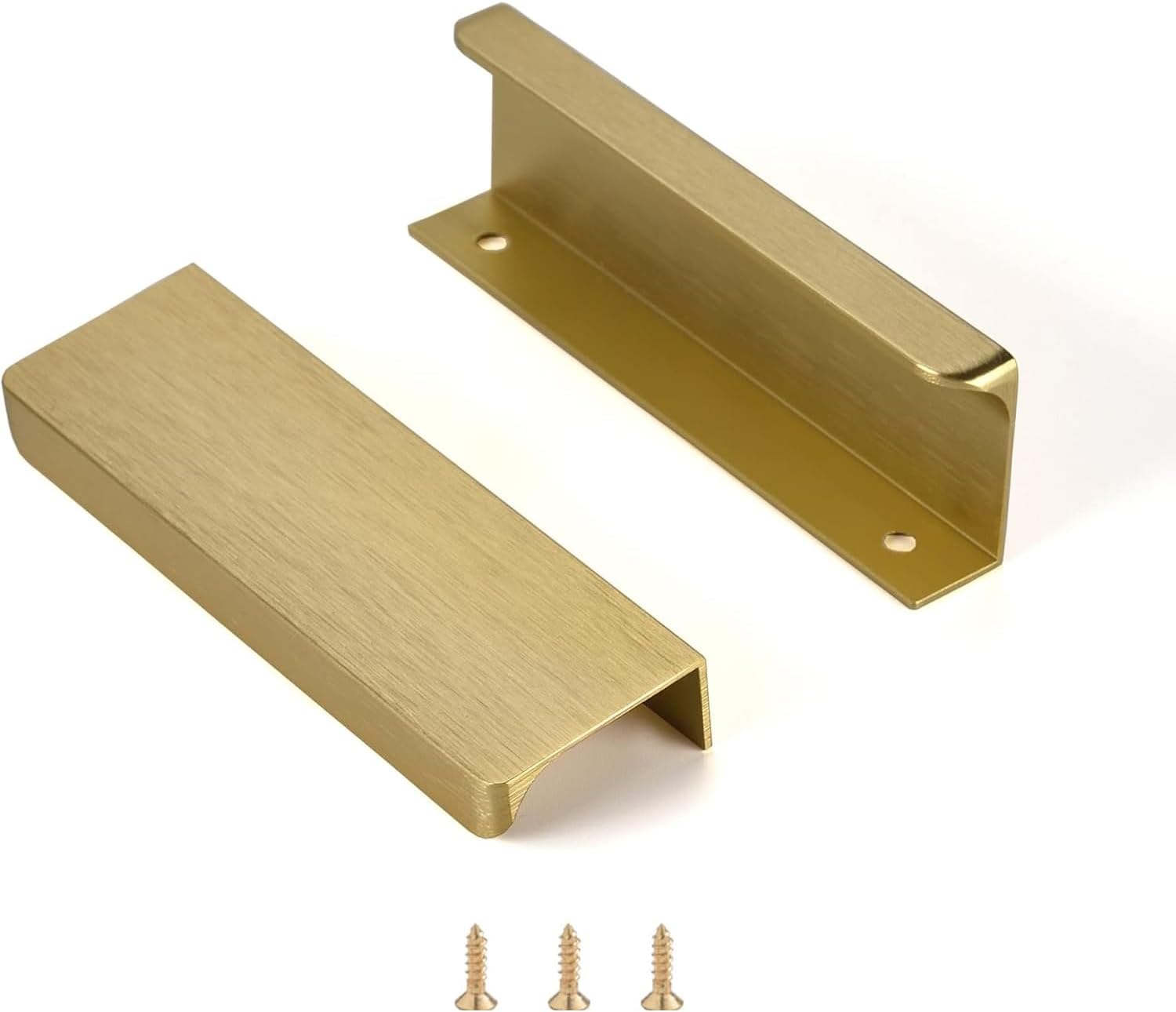 Modern Brushed Brass Edge Finger Tab Pulls for Cabinets 10-Pack