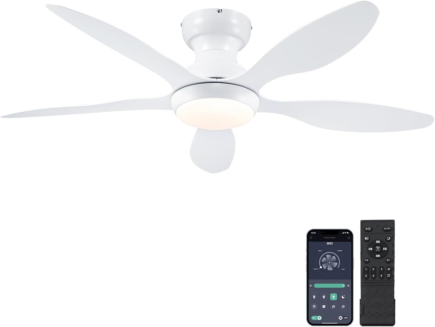 Modern 46 Inch Ceiling Fan with Lights and Remote Control