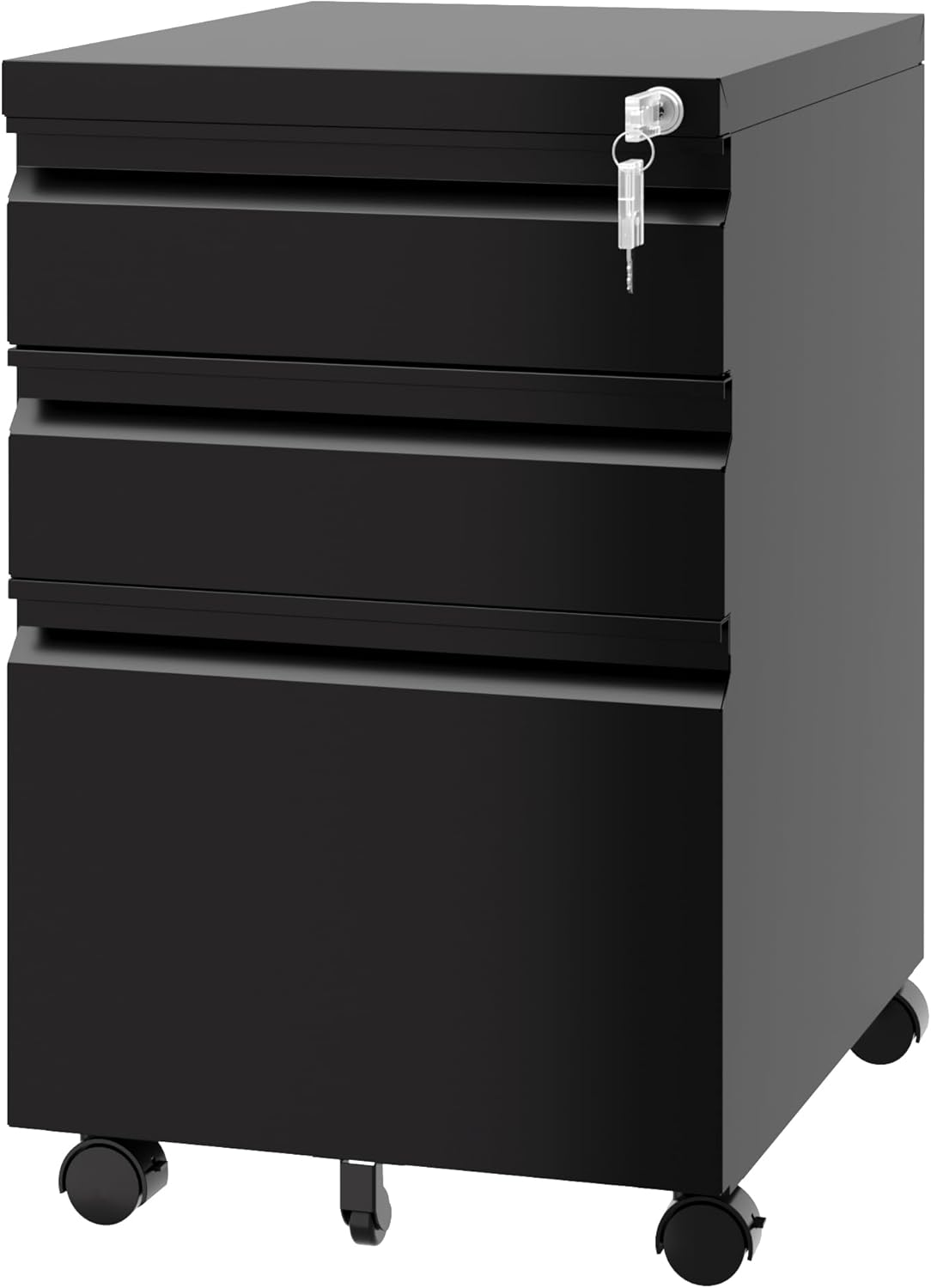 Secure & Stylish 3-Drawer File Cabinet on Wheels - Fesbos
