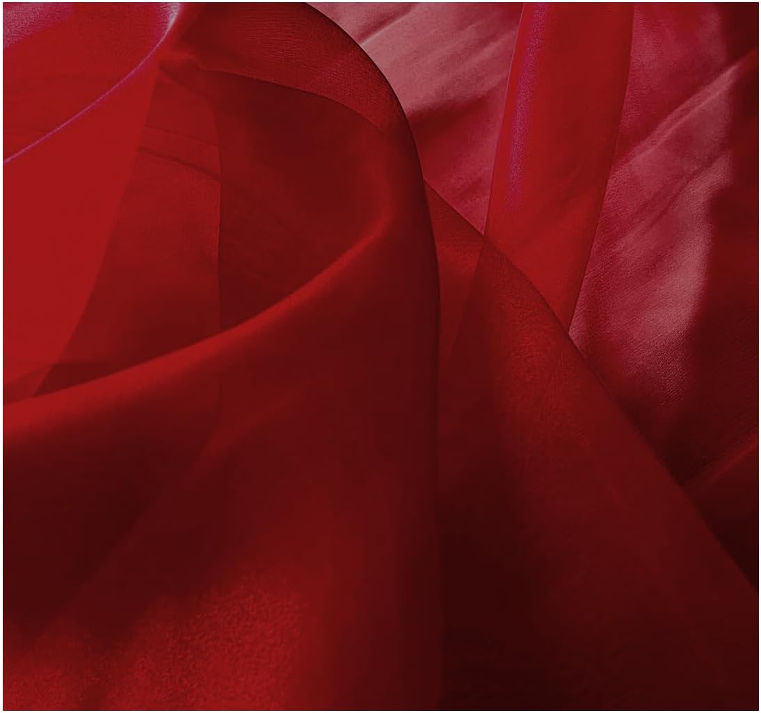 MDS Pack of 20 Yard Maroon Sheer Organza Fabric for Events
