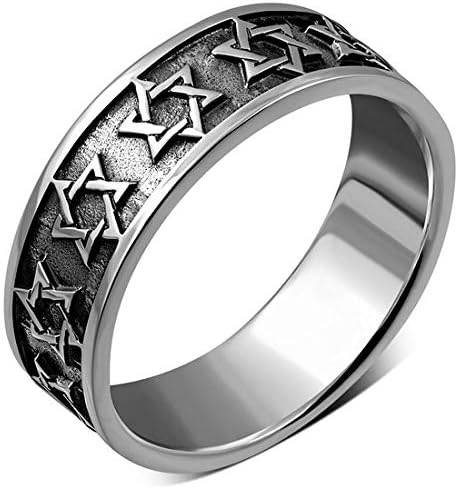 925 Sterling Silver Jewish Judaica Star of David Ring Band