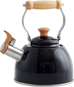 ROCKURWOK Whistling Tea Kettle: Vintage Black Teapot