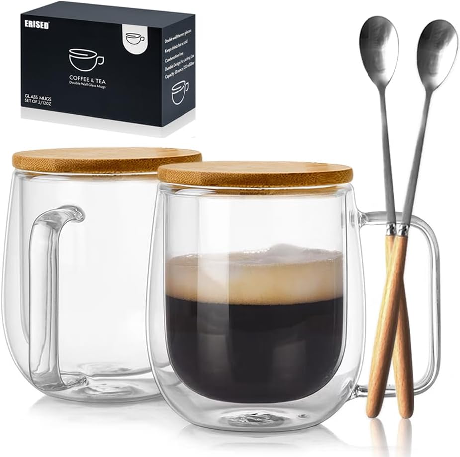 Double Wall Insulated Glass Espresso Cups - Stylish & Functional!