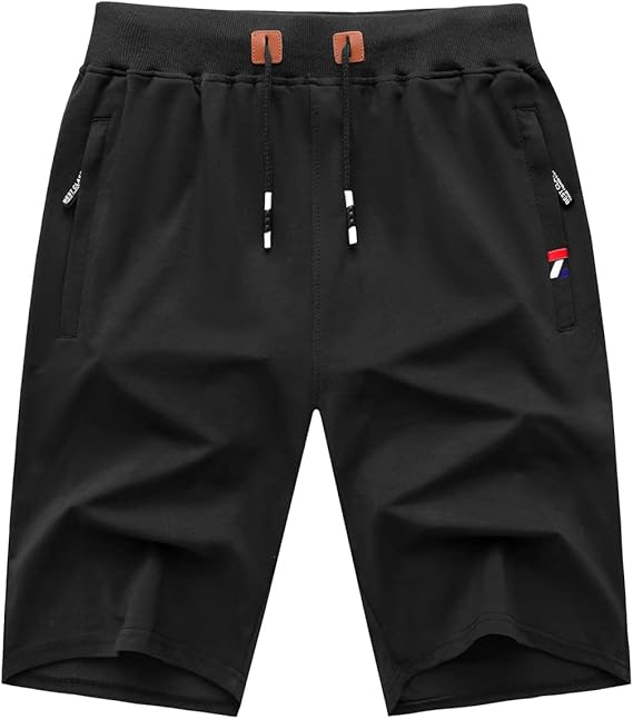 GEEK LIGHTING Mens Casual Workout Shorts with Zipper Pockets