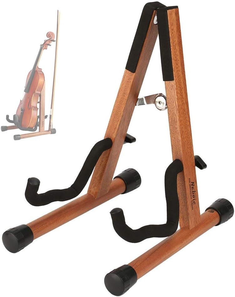 Neboic Wood Ukulele Stand with Bow Holder - Cherry