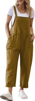 Women Long Casual Loose Bib Pants Overalls - Lightweight Baggy Style