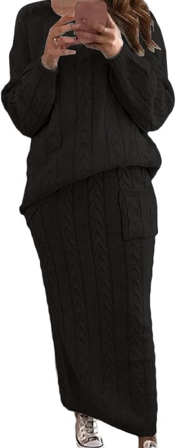 CHARTOU Women's Winter Chunky Cable Knit Long Skirt Set Review