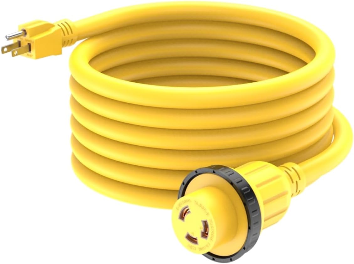 15FT 30-Amp to 15-Amp Marine & RV Extension Cord Adapter